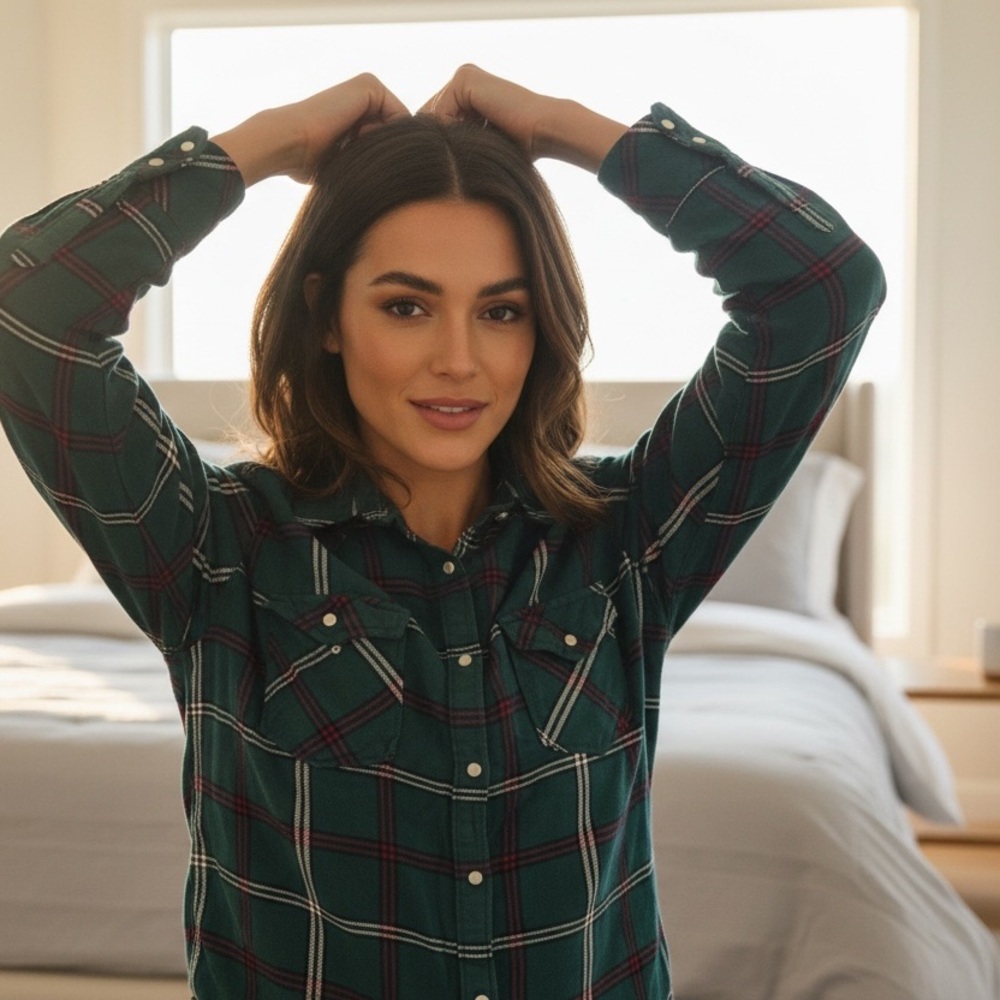 Wrangler Vintage Forest Green Plaid Button Down Shirt - Picture 3 of 14